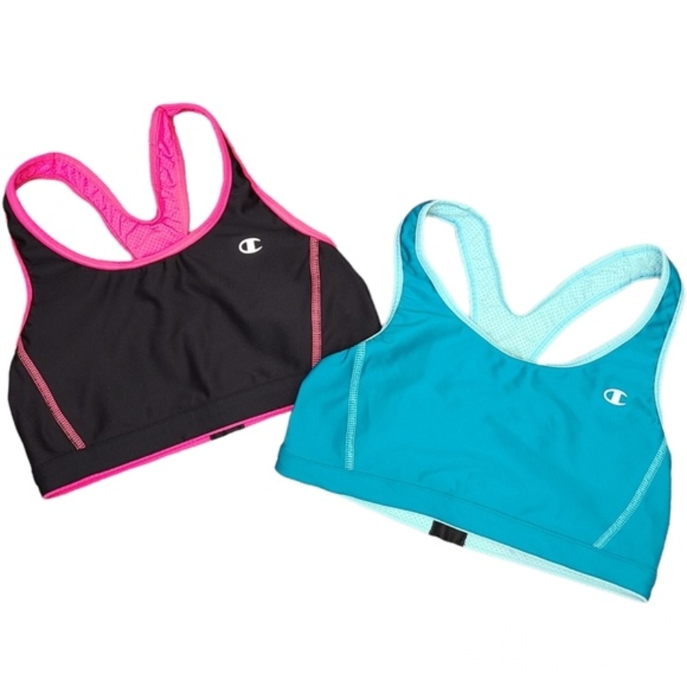 Champion Racerback Sports Bra Pink Blue Bundle S